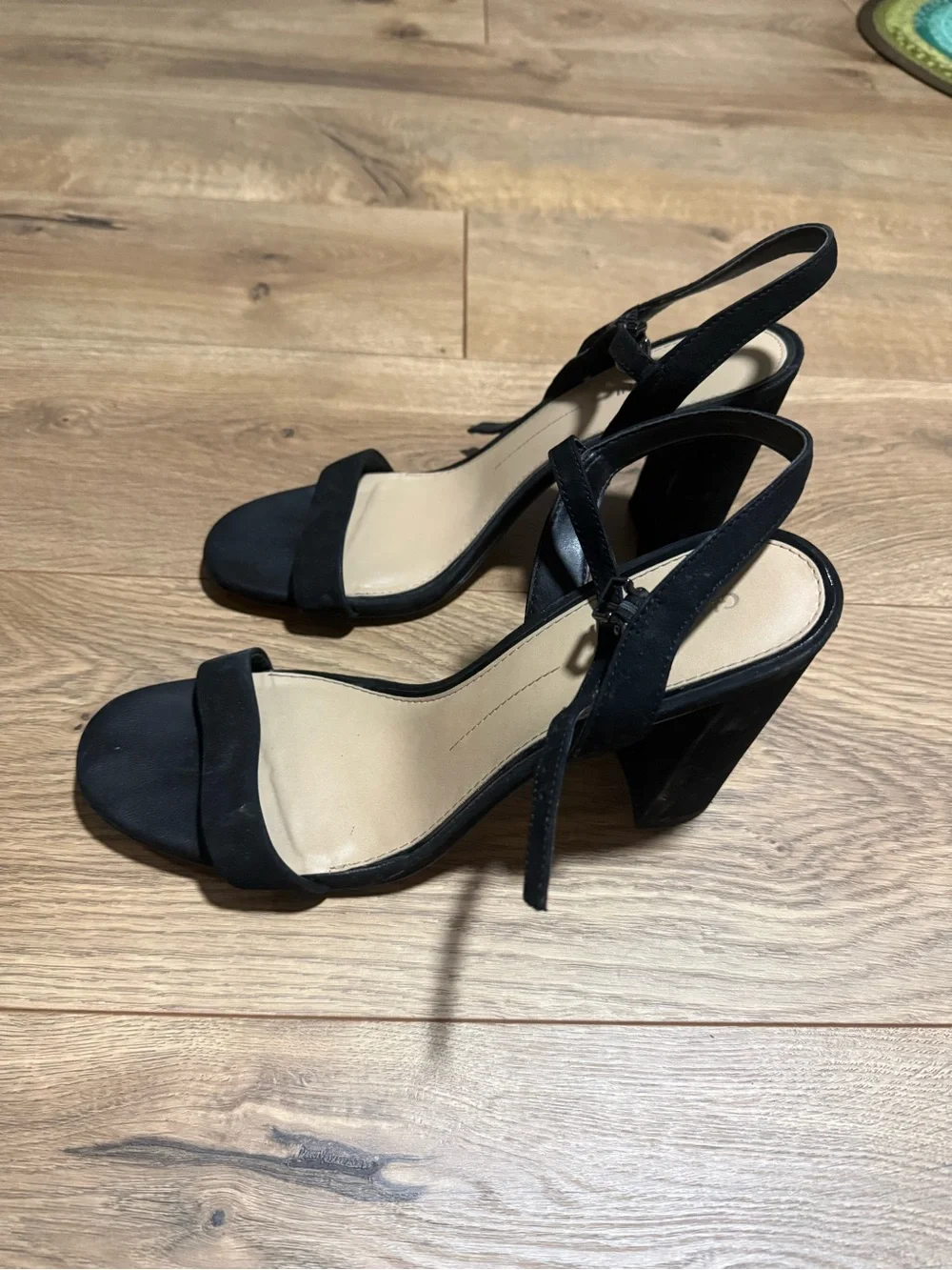Black Women's Ankle-Strap Heeled Sandals